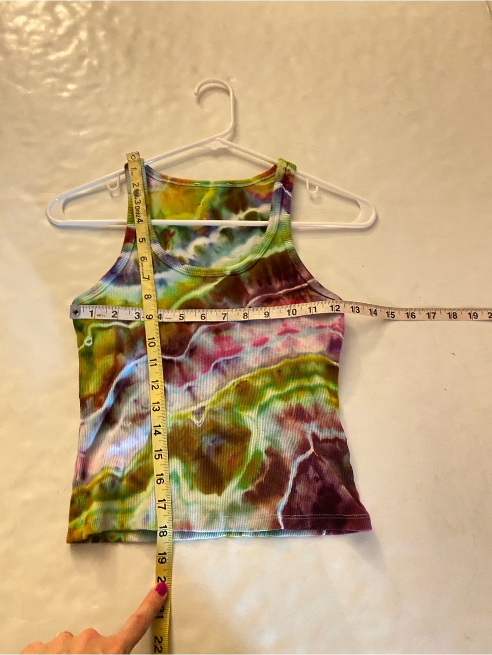 OOAK Tie Dye Tank Top Womens Size Small Medium Handmade Ice Geode Upcycle Cotton - Picture 4 of 7